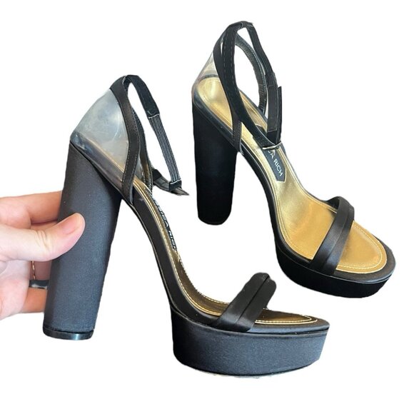 Jessica Rich Strappy Satin Platform Heels Womens Sz 7.5 EUR 38 - Picture 3 of 6